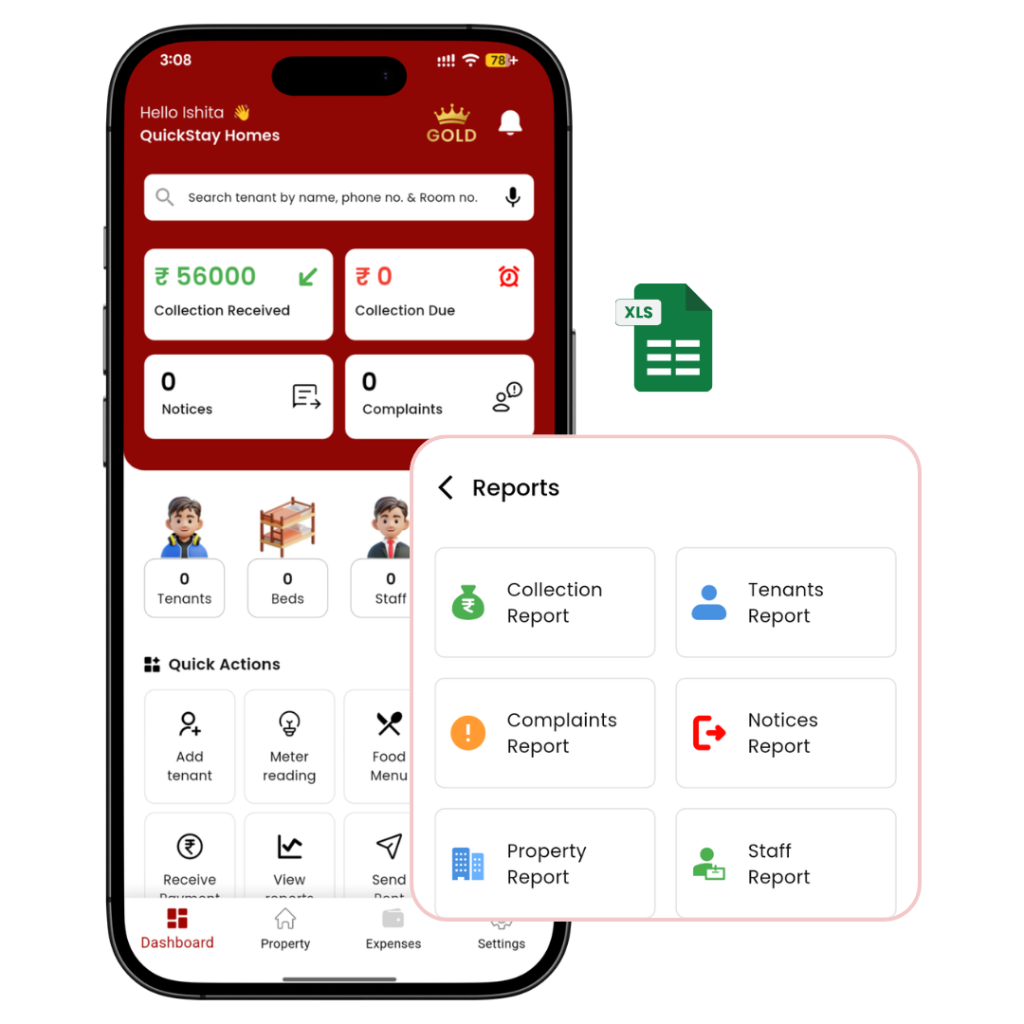 Smart Reports & Insights - PG Management Software Feature